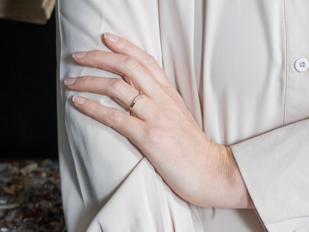 Yellow Gold Channel Set Diamond Guard Wedding Band