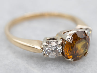 Two Tone Sphene and Diamond Ring