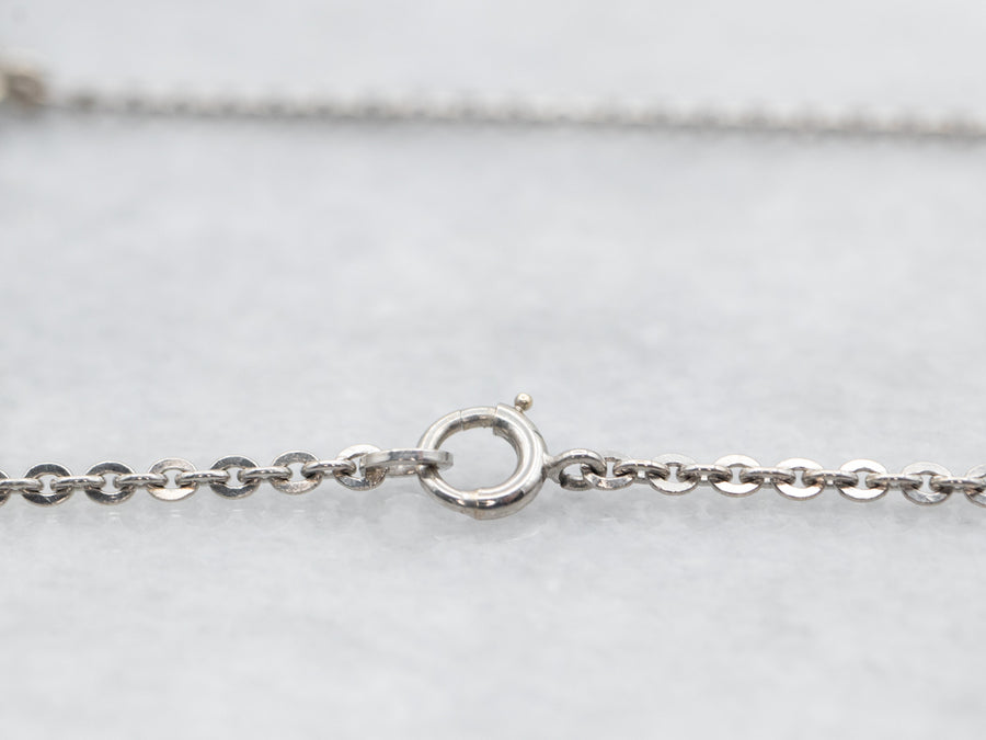 White Gold Diamond Solitaire Pendant on Cable Chain