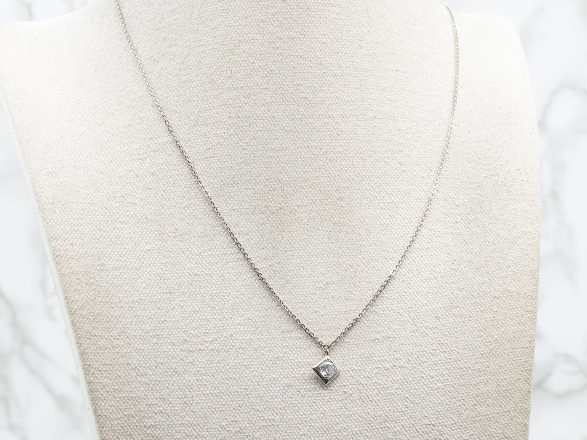 White Gold Diamond Solitaire Pendant Necklace