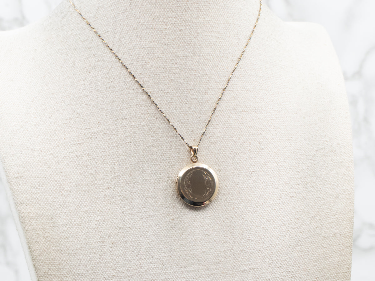 Etched Gold Round Locket