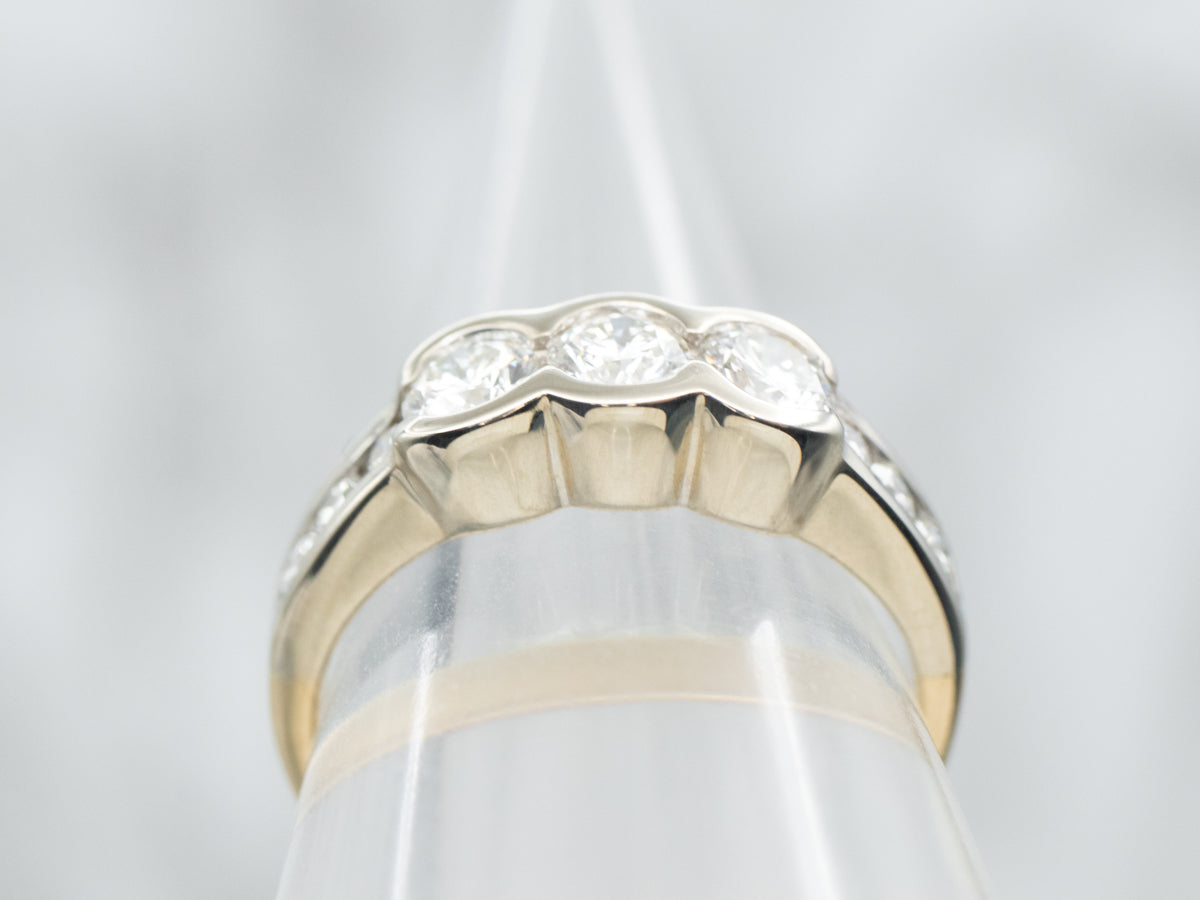 Modern Past Present and Future Diamond Engagement Ring