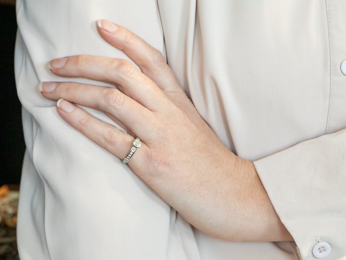 Modern EGL Certified Diamond Engagement Ring with Diamond Shoulders