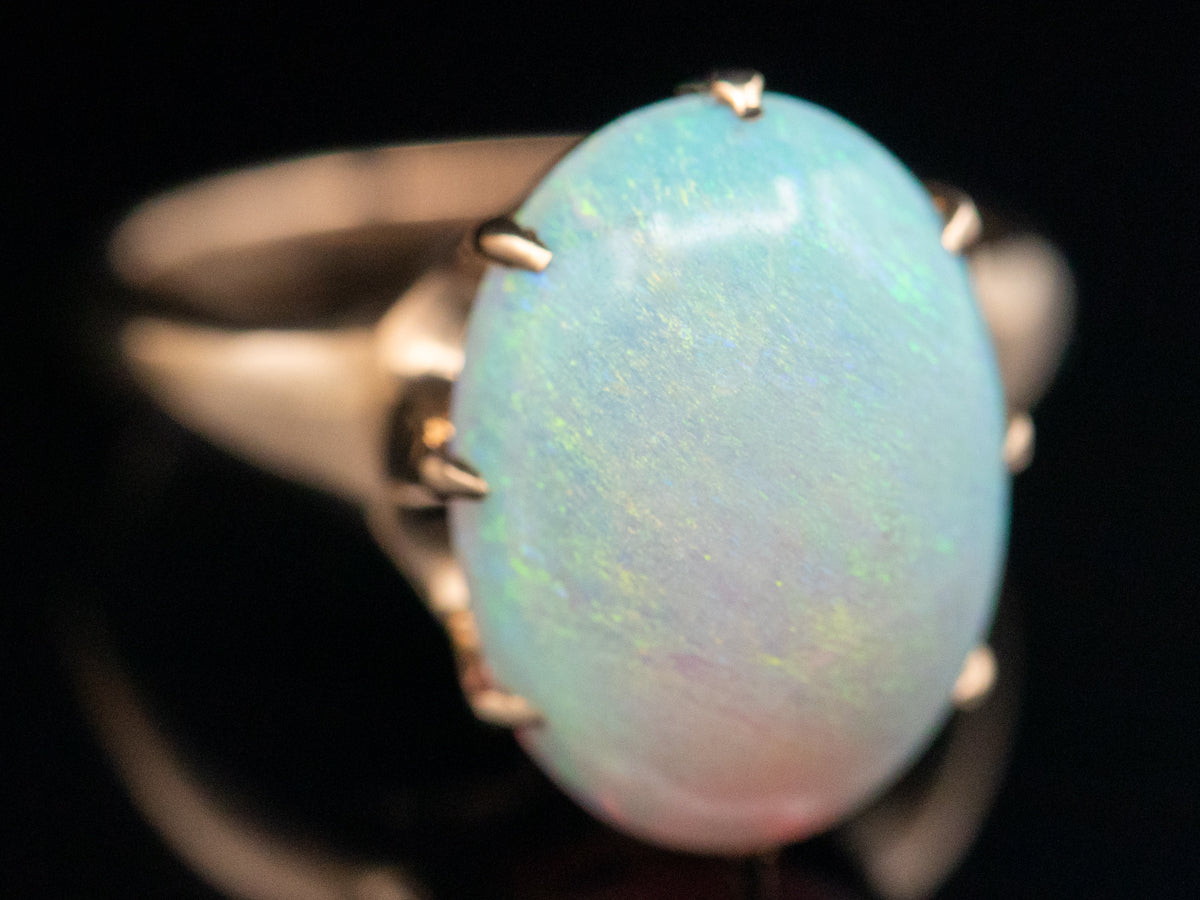 Antique Gold Australian Opal Solitaire Ring