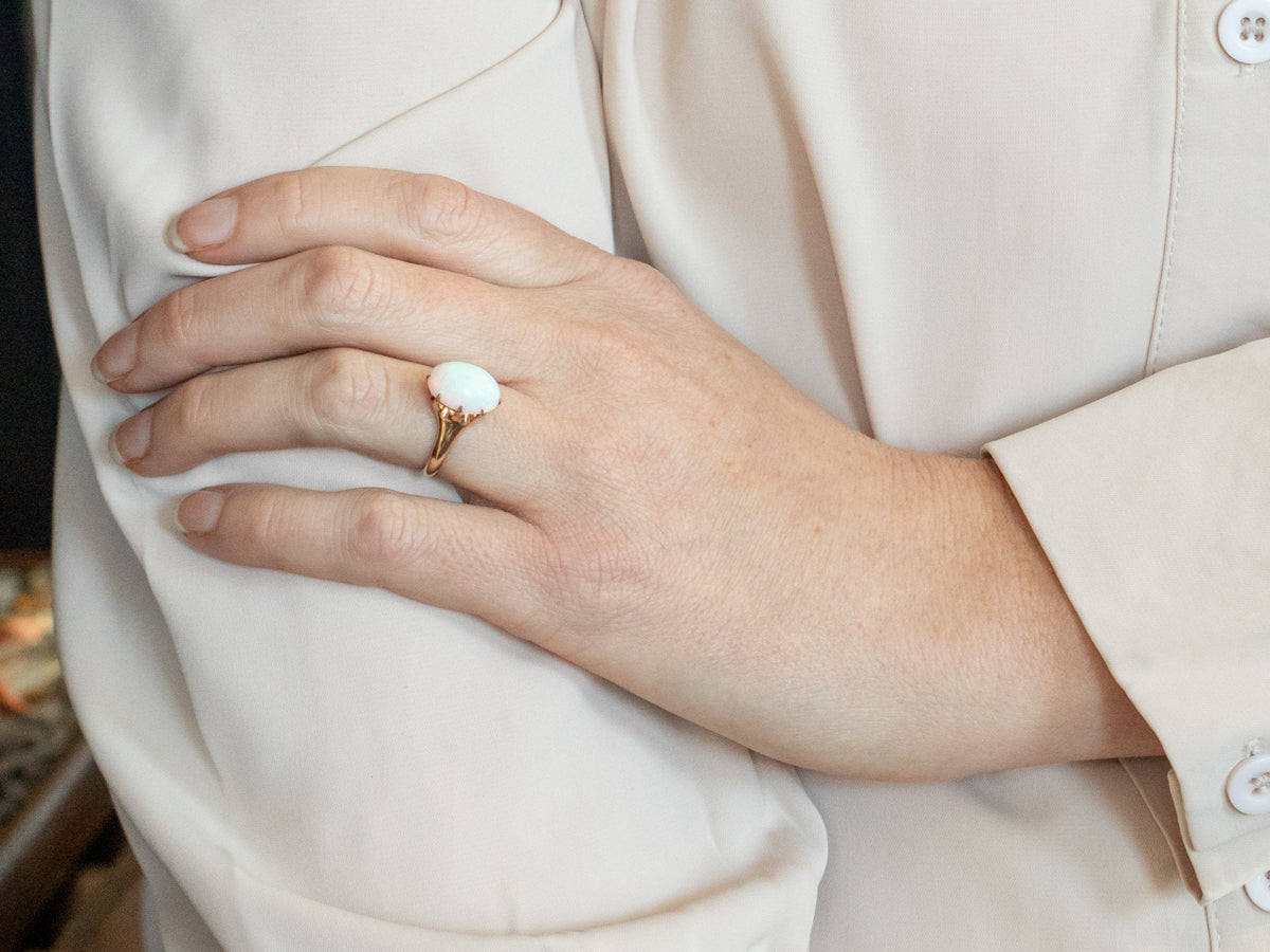 Antique Gold Australian Opal Solitaire Ring