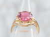Yellow Gold Pink Tourmaline Ring with Diamond Accents