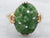 Vintage Floral Carved Jade Cocktail Ring