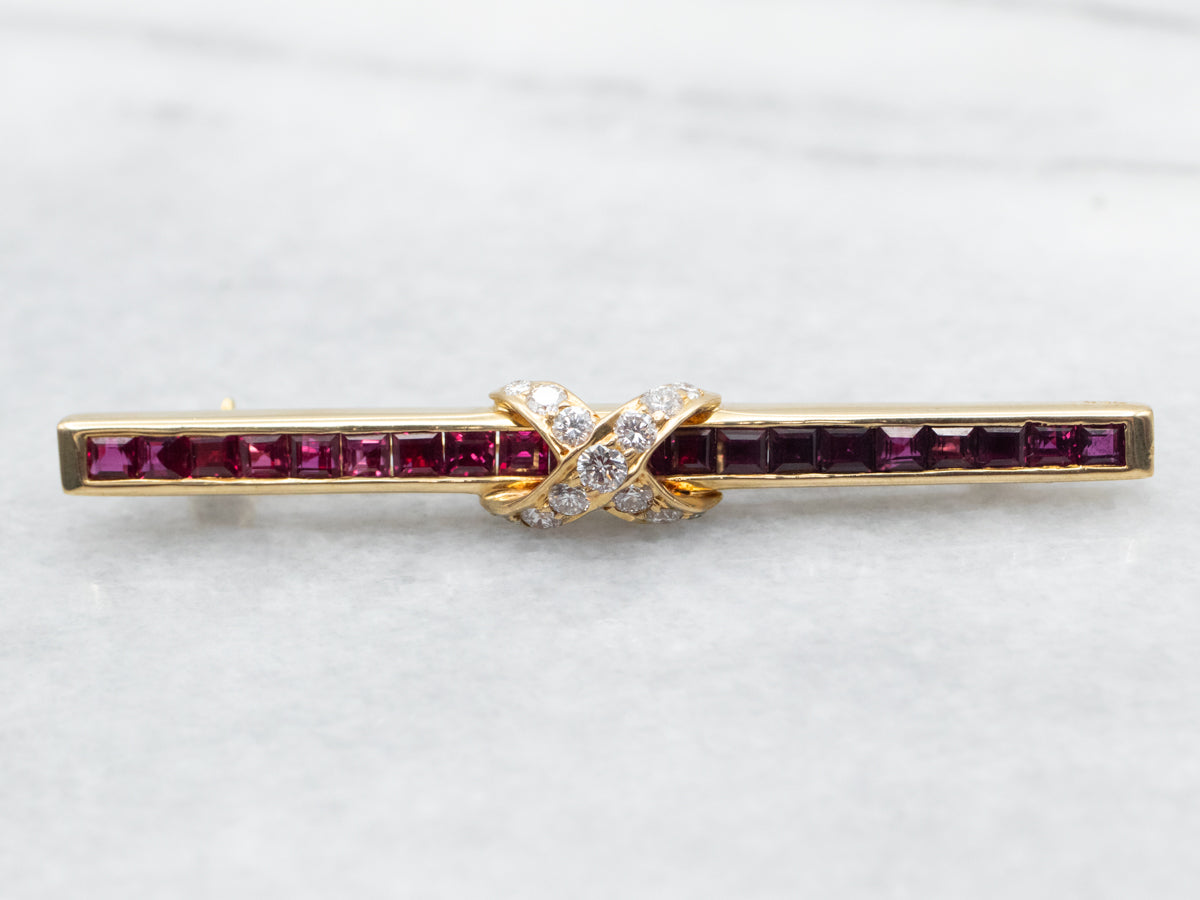 Vintage Tiffany & Co Ruby and Diamond Brooch