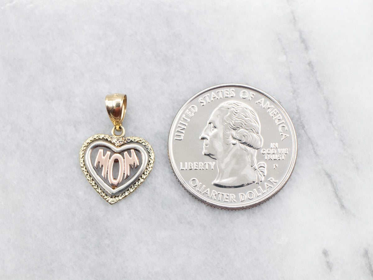 Sweetheart Gold "MOM" Heart Pendant