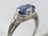 White Gold East West Sapphire Solitaire Ring