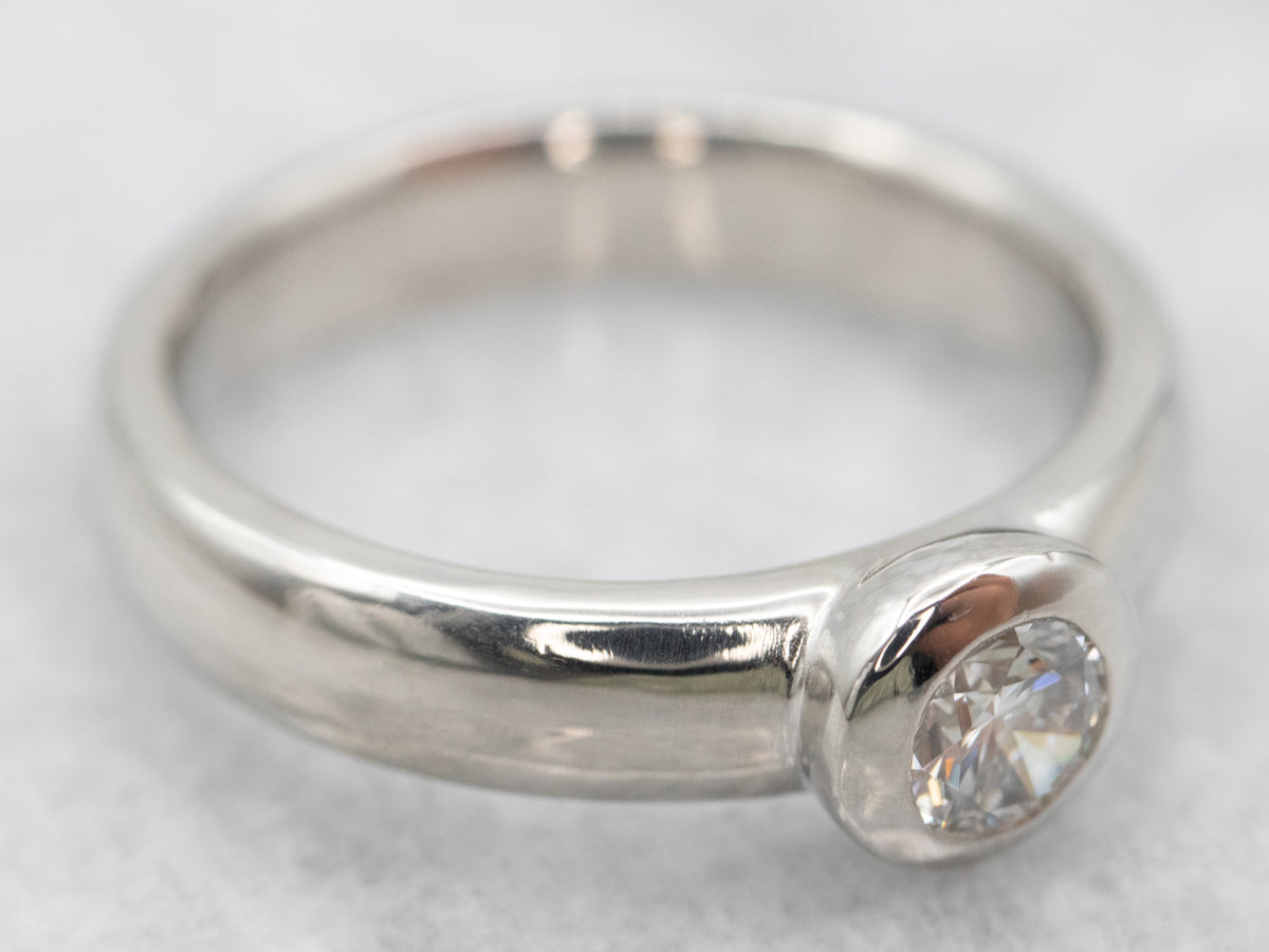 Platinum Bezel Set Diamond Solitaire Engagement Ring