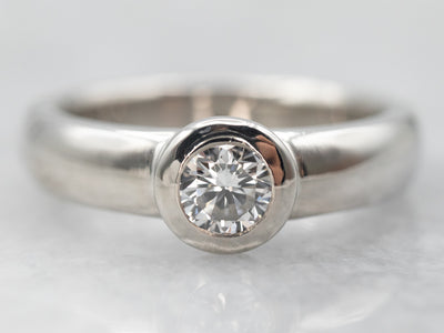 Platinum Bezel Set Diamond Solitaire Engagement Ring