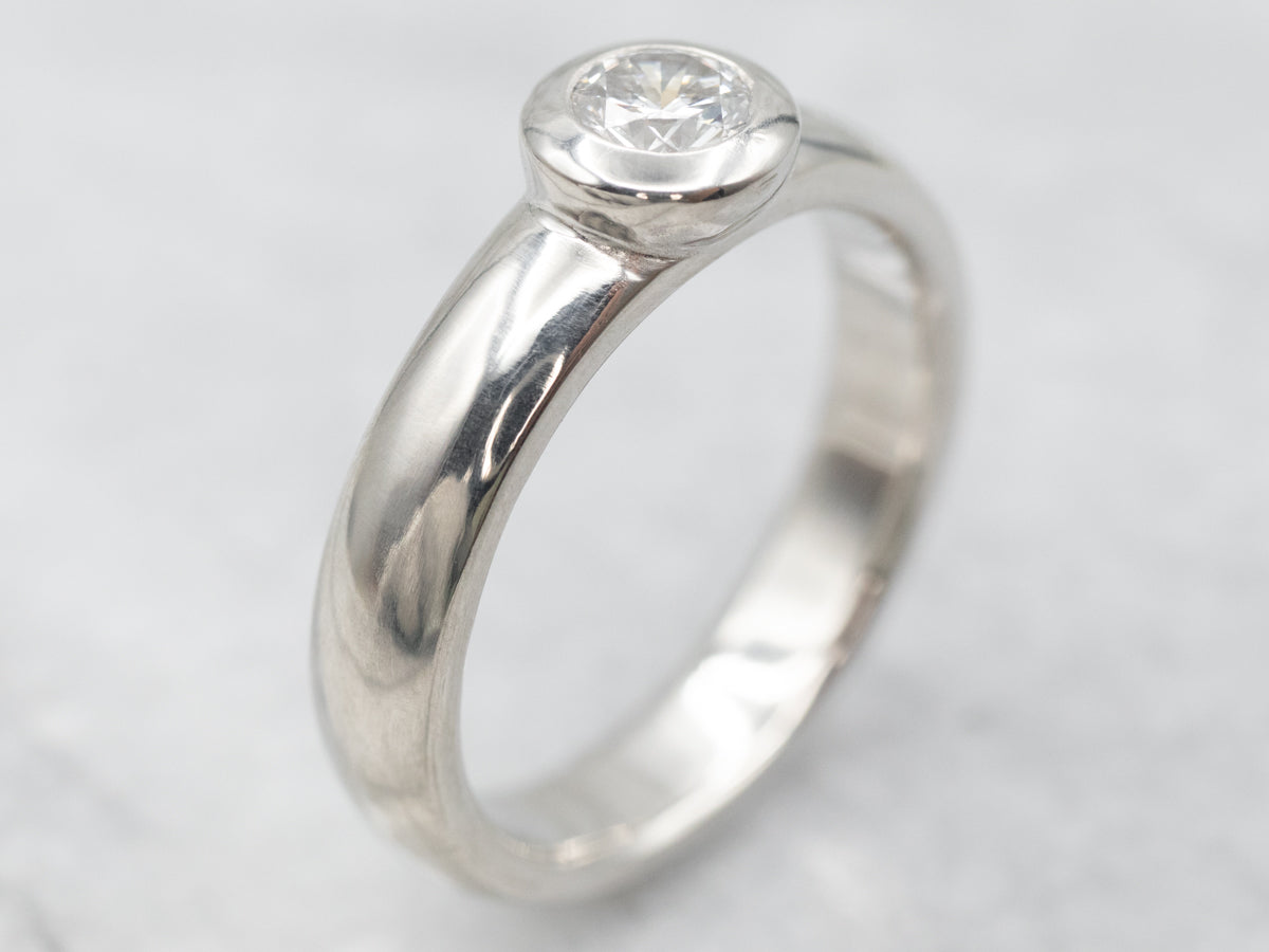 Platinum Bezel Set Diamond Solitaire Engagement Ring