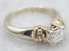 Two Tone Princess Cut Diamond Engagement Ring with Diamond Accents
