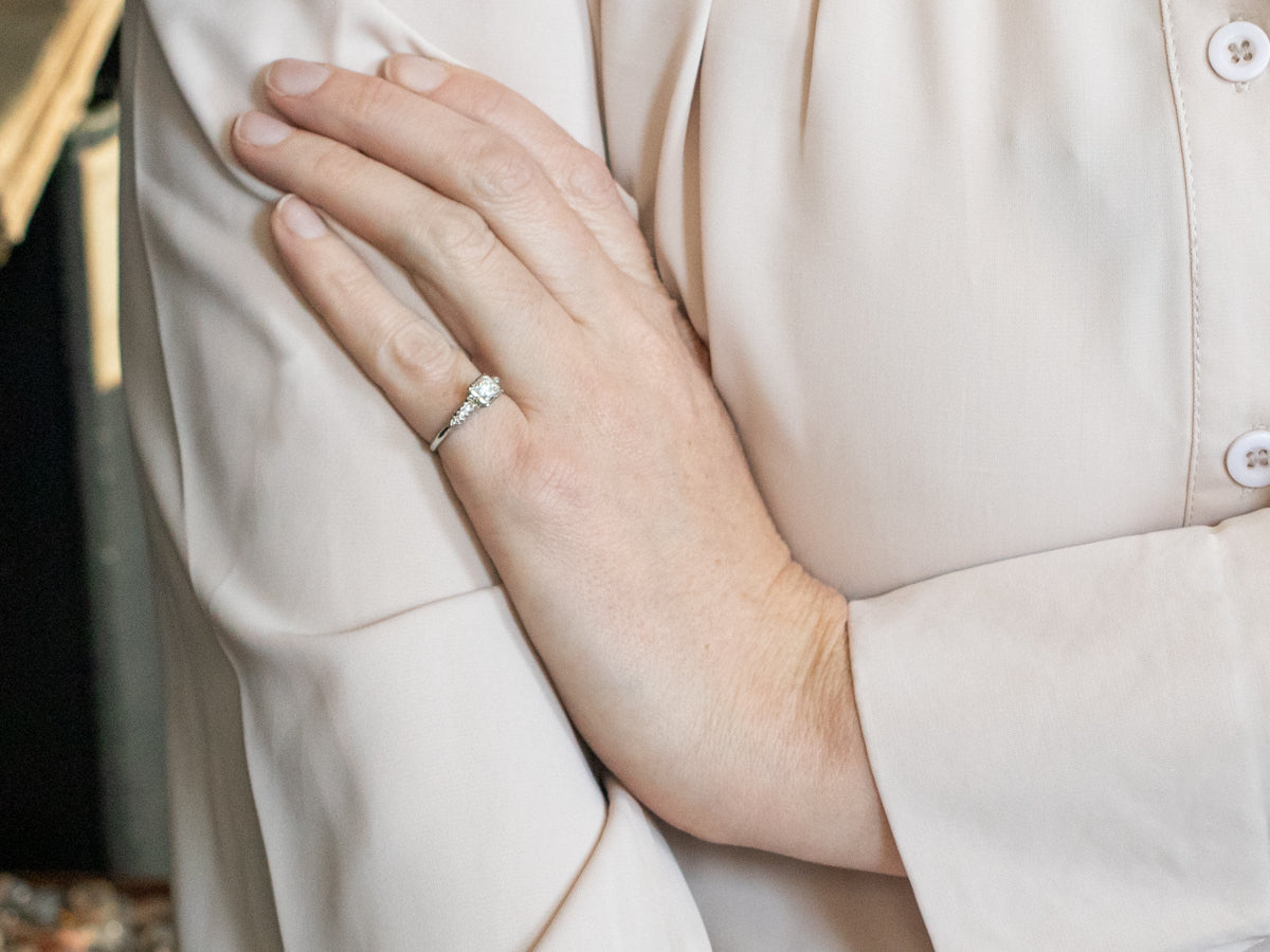 White Gold Diamond Engagement Ring with Diamond Accents