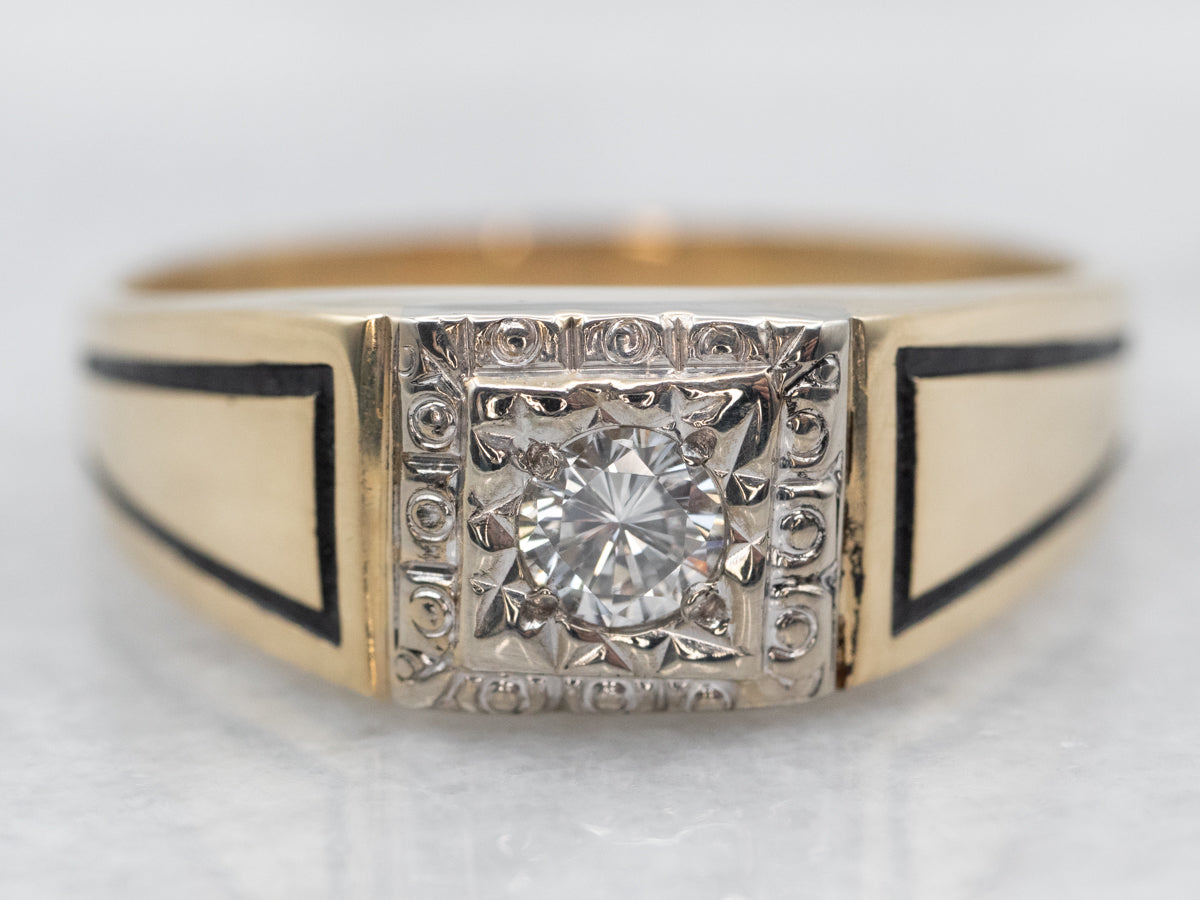 Men's Vintage Diamond Solitaire Engagement Ring