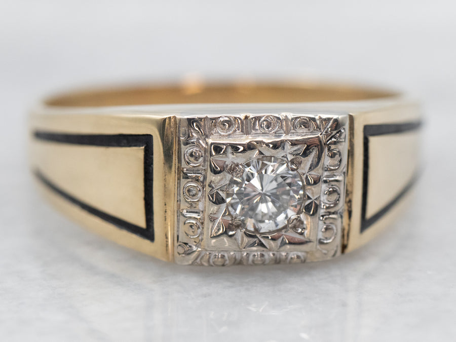Men's Vintage Diamond Solitaire Engagement Ring