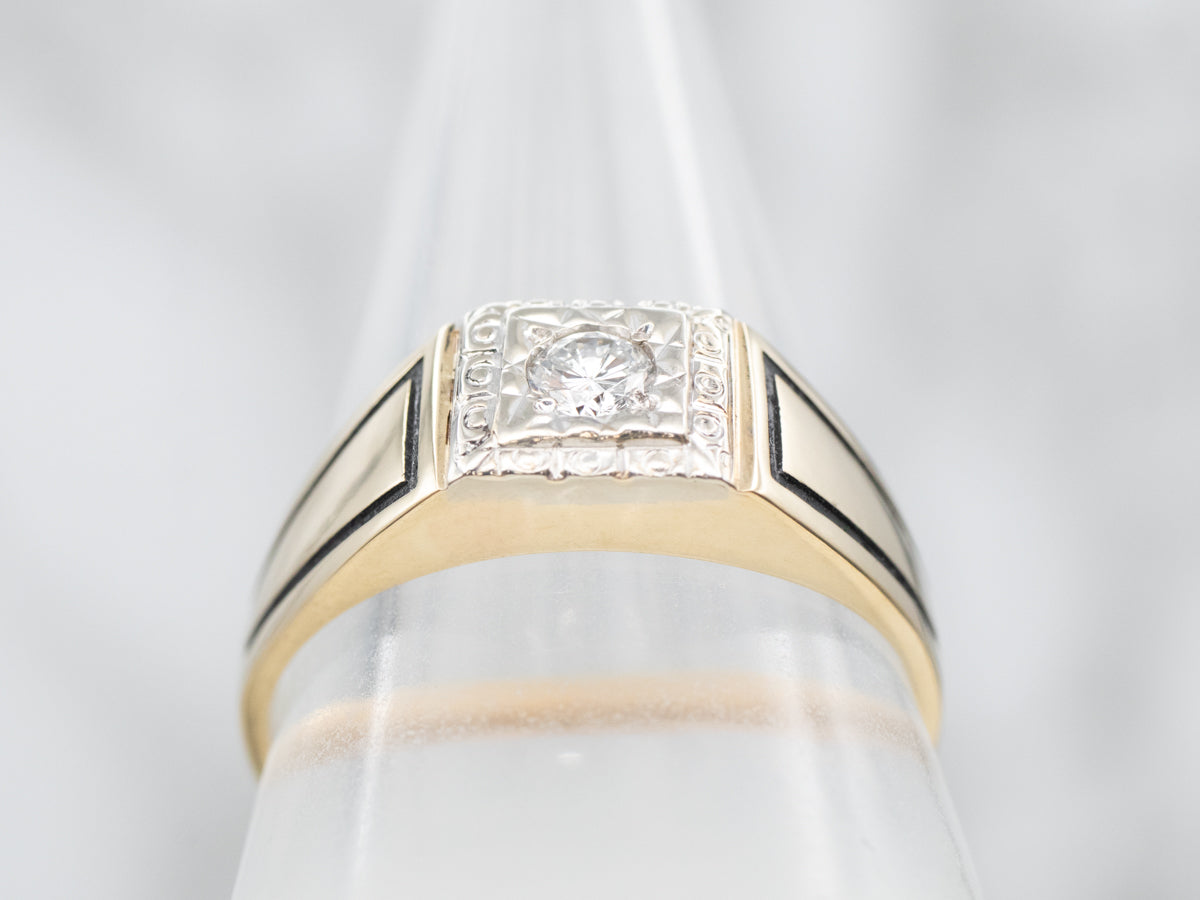 Men's Vintage Diamond Solitaire Engagement Ring