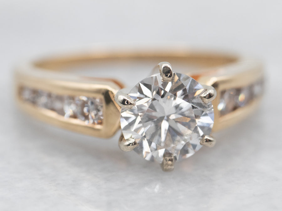 Modern Diamond Engagement Ring with Channel Set Diamond Shoulders