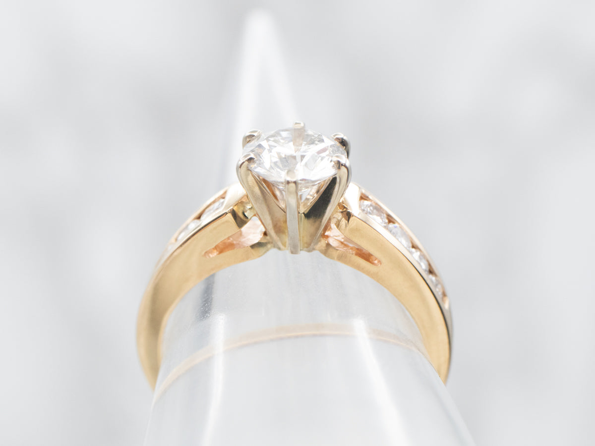 Modern Diamond Engagement Ring with Channel Set Diamond Shoulders