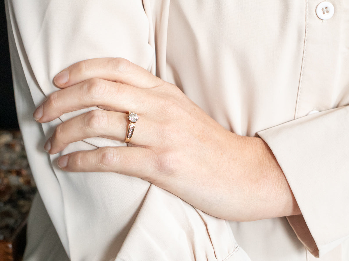 Modern Diamond Engagement Ring with Channel Set Diamond Shoulders