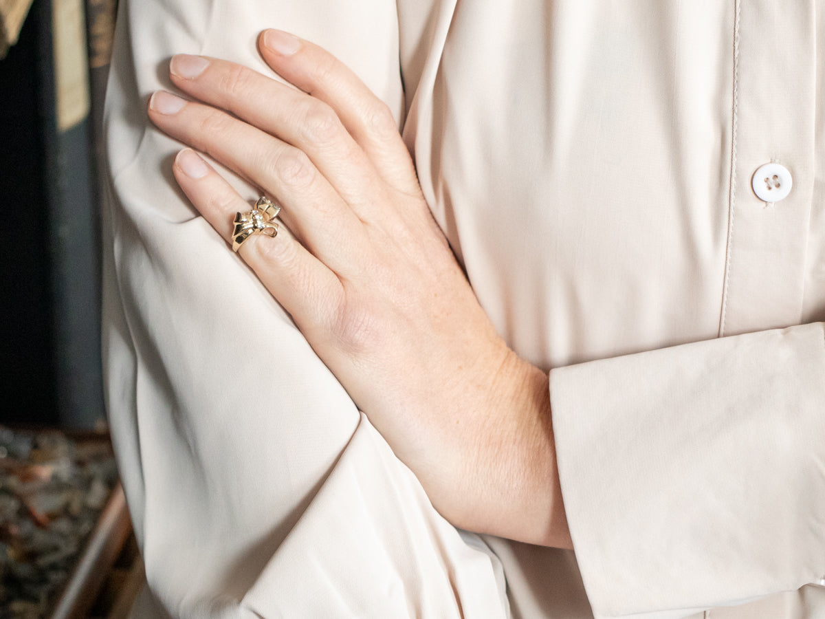 Vintage Gold Diamond Bow Ring