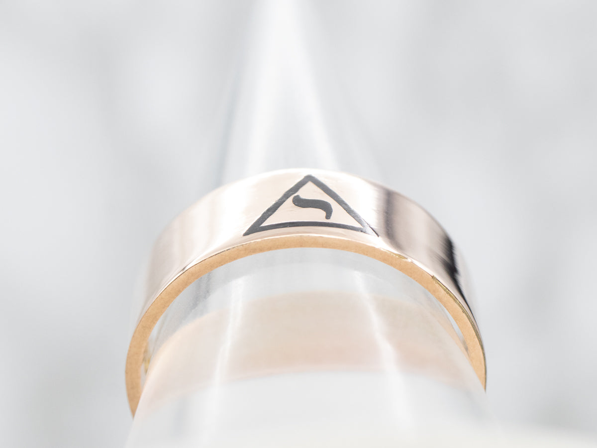 Anillo Masónico de Rito Escocés de Grado 14 de Oro Rosa con Lema Latino