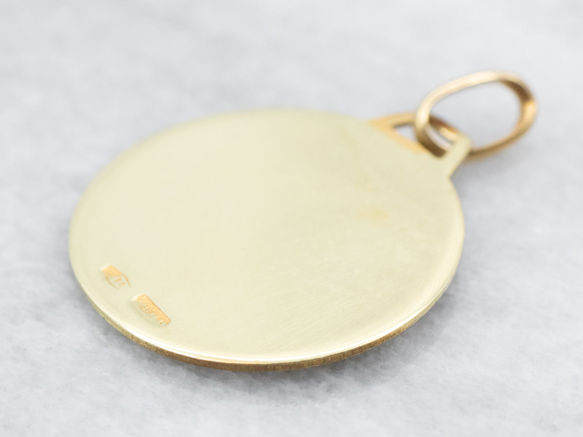 Religious Madonna and Child Gold Medallion