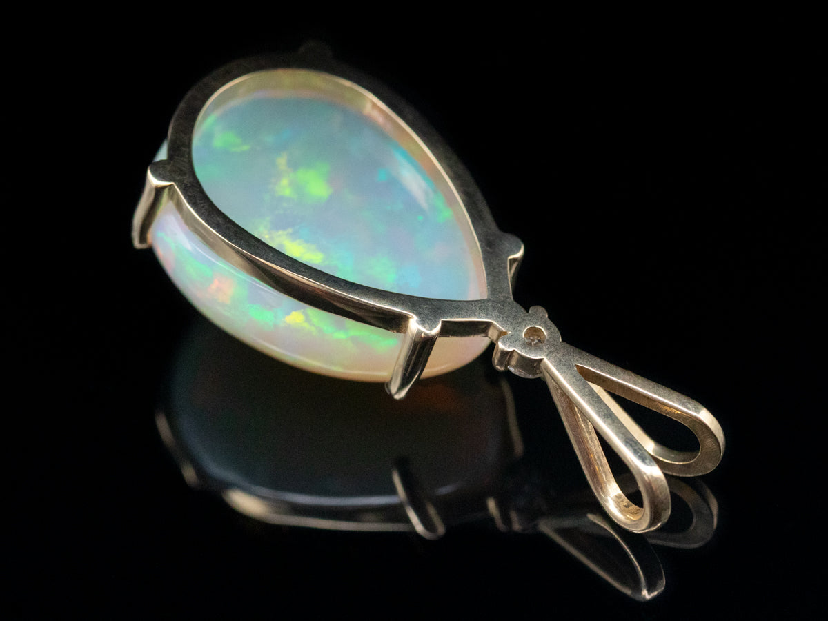 Bold Ethiopian Opal Pendant with Diamond Accent