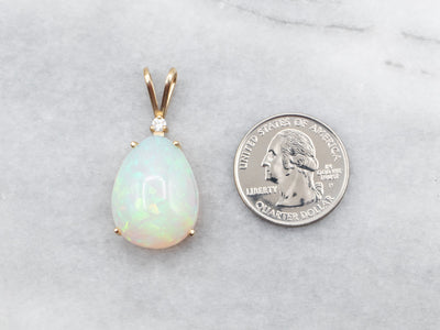 Bold Ethiopian Opal Pendant with Diamond Accent