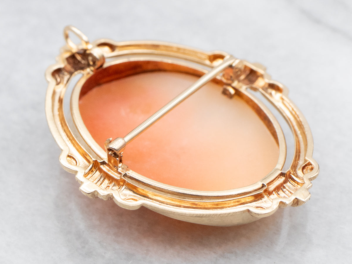 Mid-Century Gold Cameo Brooch or Pendant