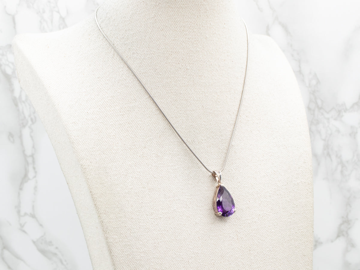 Sterling Silver Pear Cut Amethyst Pendant