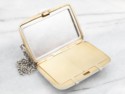 Antique Sterling Silver and Gold Overlay Makeup Compact with Mirror