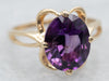 Yellow Gold Oval Cut Amethyst Solitaire Ring