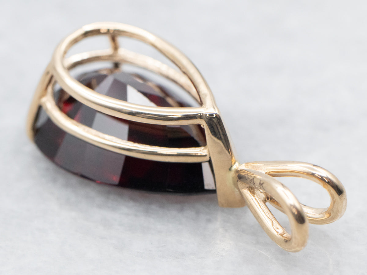 Gold Pear Cut Pyrope Garnet Solitaire Pendant