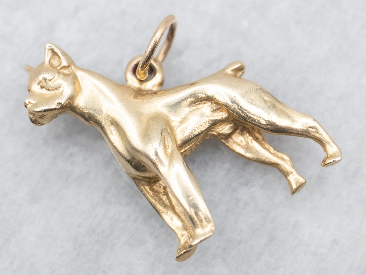 Yellow Gold Boxer Dog Charm