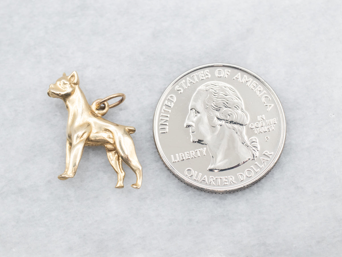 Yellow Gold Boxer Dog Charm