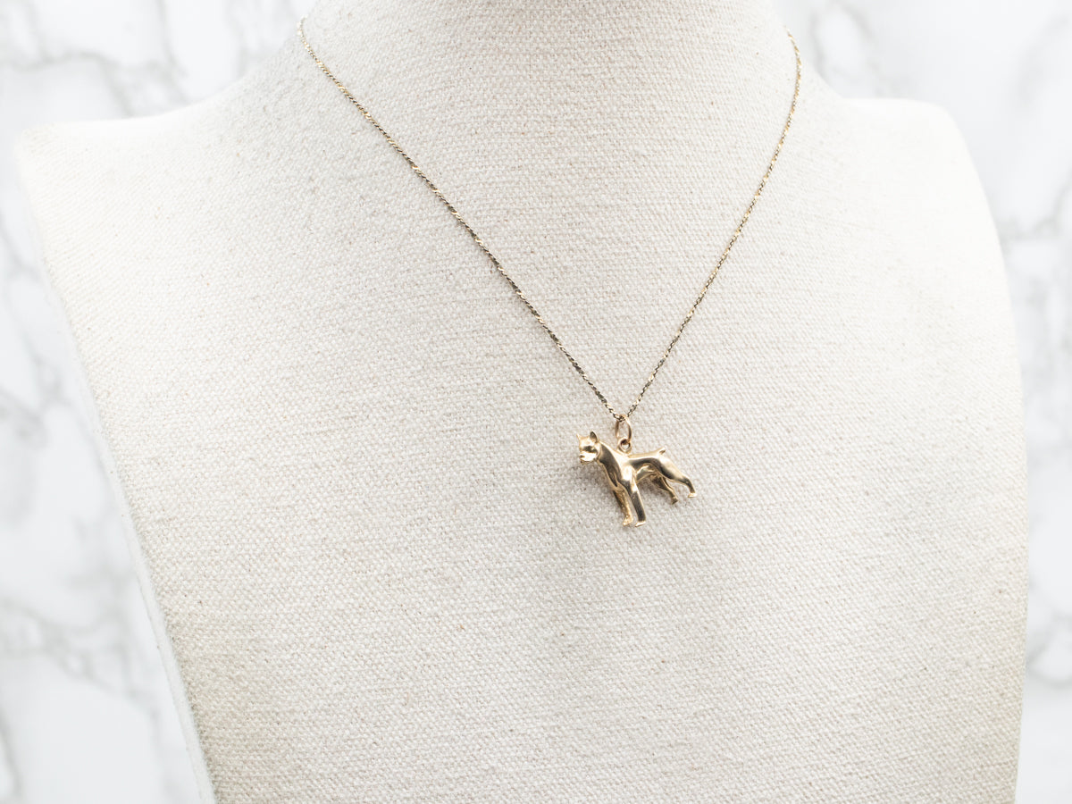 Yellow Gold Boxer Dog Charm