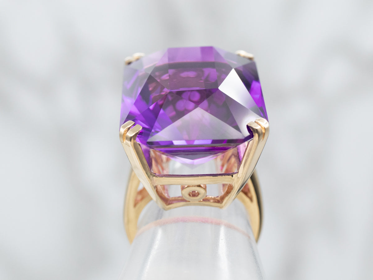 Bold Amethyst Cocktail Ring in Yellow Gold