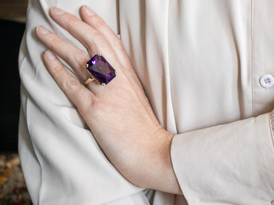 Bold Amethyst Cocktail Ring in Yellow Gold