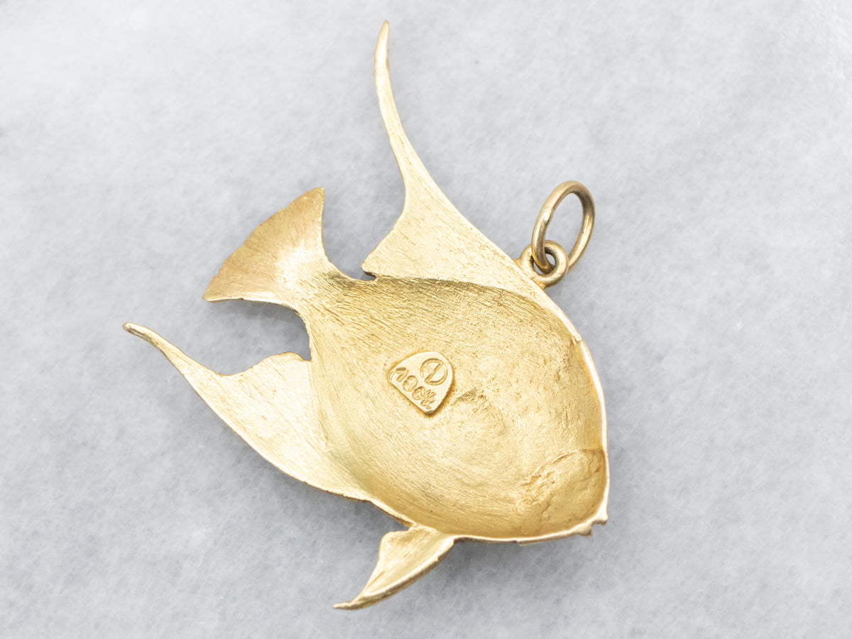 Yellow Gold Angel Fish Pendant
