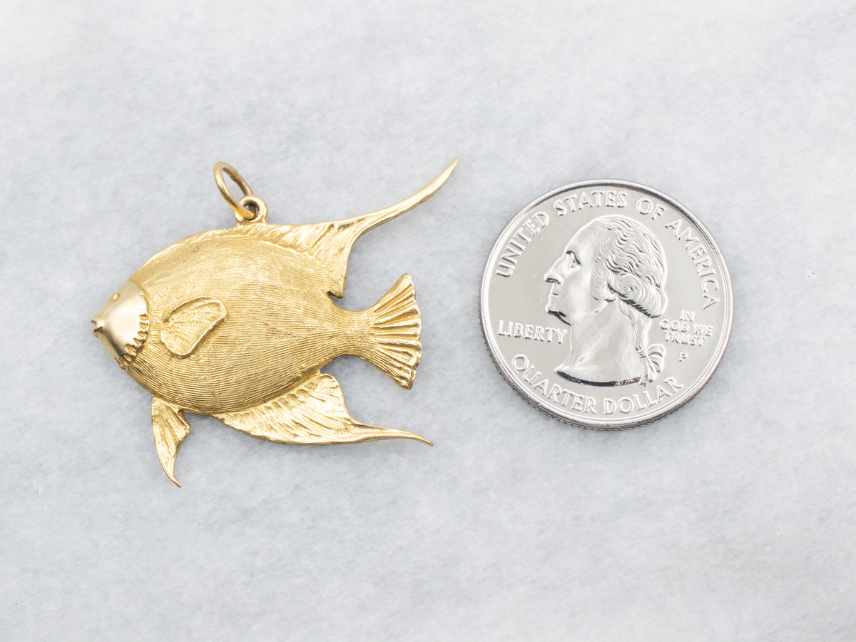 Yellow Gold Angel Fish Pendant