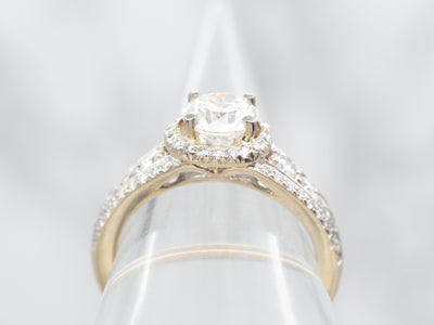 Modern Round Brilliant Diamond Halo Engagement Ring