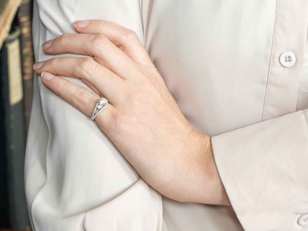 Modern Large Round Brilliant Diamond Engagement Ring