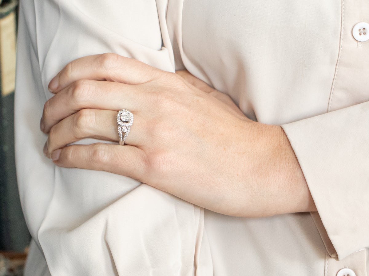 Stunning Double Diamond Modern Halo Engagement Ring