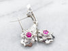 Sparkling Synthetic Ruby and Diamond Drop Earrings
