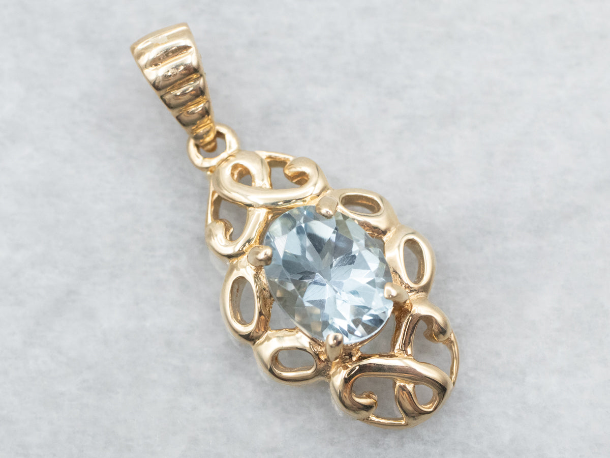 Looping Gold Aquamarine Pendant