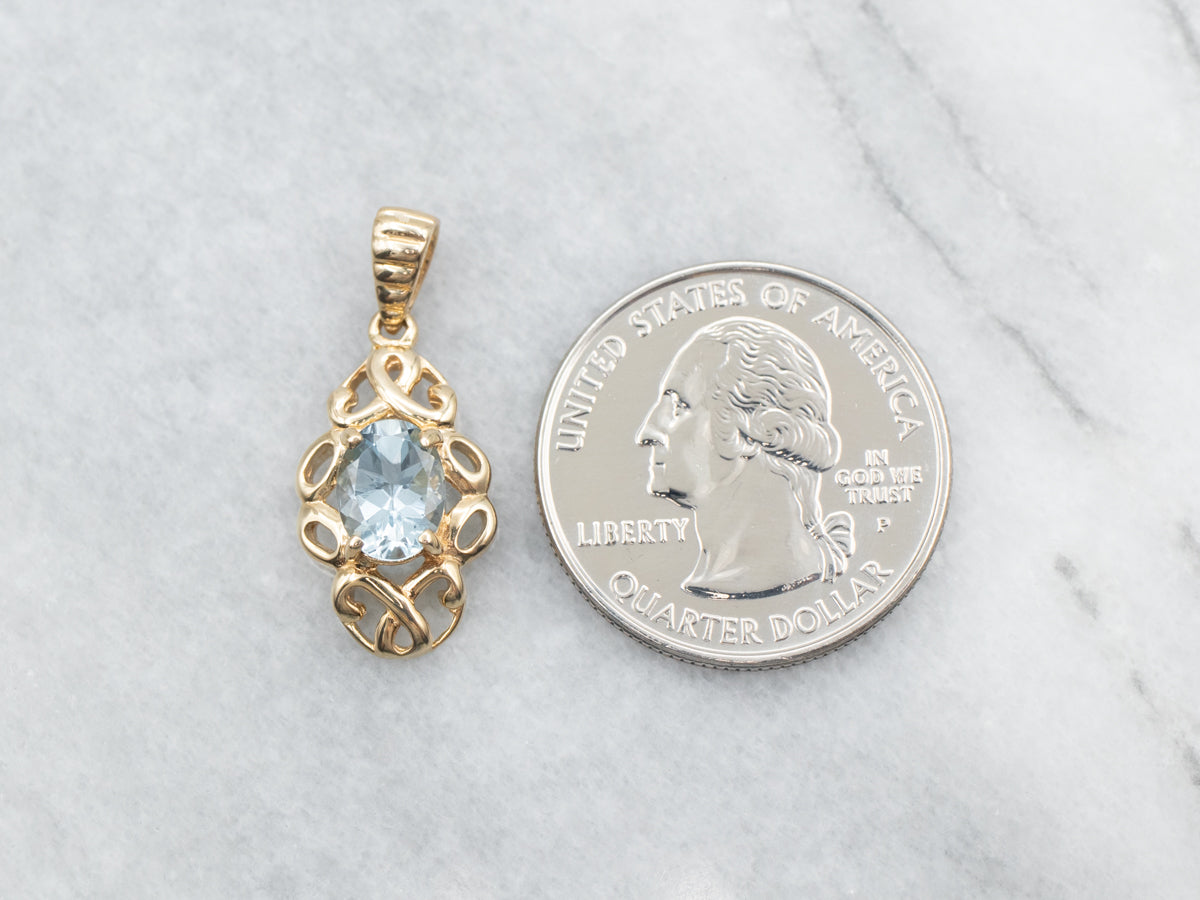 Looping Gold Aquamarine Pendant