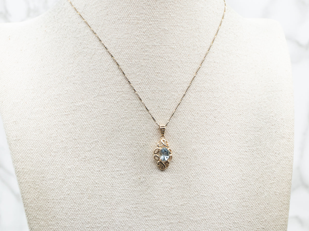 Looping Gold Aquamarine Pendant