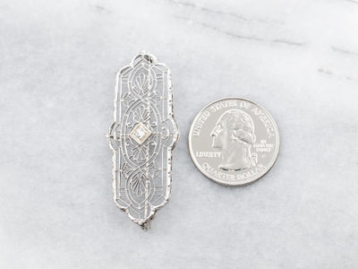 Art Deco Old Mine Cut Diamond Filigree Brooch